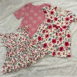 Lot of 2 girl’s dresses and 1 top. Size 24/2T.